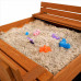 Dětské dřevěné uzavíratelné pískoviště s lavičkami a stříškou Baby Mix 120x120 cm modro-bílé