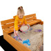 Dětské dřevěné uzavíratelné pískoviště s lavičkami a stříškou Baby Mix 120x120 cm modro-bílé