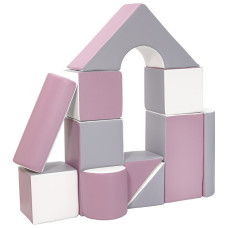 Pěnové kostky-obří stavebnice 11 ks white-grey-purple