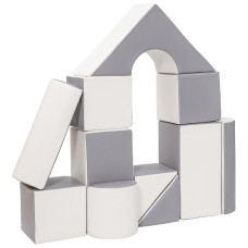 Pěnové kostky-obří stavebnice 11 ks white-grey