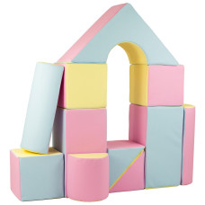 Pěnové kostky-obří stavebnice 11 ks pink-blue-yellow (pastel)