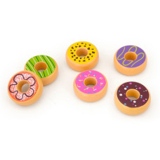 Dětská dřevěná hračka Viga sada 6 dřevěných donutů