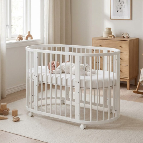 Dětská rostoucí postýlka 3v1 oválná + matrace New Baby bílá Dětská rostoucí postýlka 3v1 oválná + matrace New Baby bílá