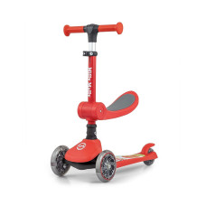 Tříkolová balanční koloběžka-scooter se sedátkem FUZZY Milly Mally red