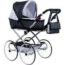 Dětský Retro kočárek pro panenky 2v1 New Baby Natálka bílo-černý (POŠKOZENÝ OBAL