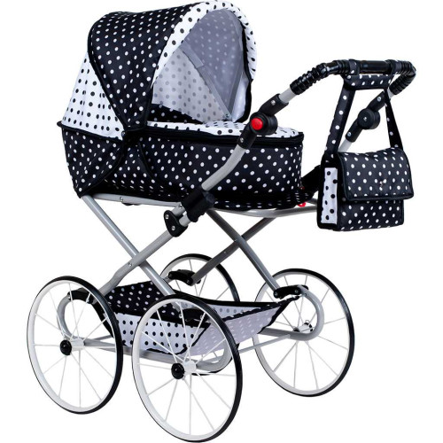 Dětský Retro kočárek pro panenky 2v1 New Baby Natálka bílo-černý (POŠKOZENÝ OBAL Dětský Retro kočárek pro panenky 2v1 New Baby Natálka bílo-černý (POŠKOZENÝ OBAL