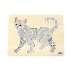 Dětské dřevěné puzzle s úchyty Viga Cat