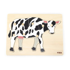 Dětské dřevěné puzzle s úchyty Viga Cow
