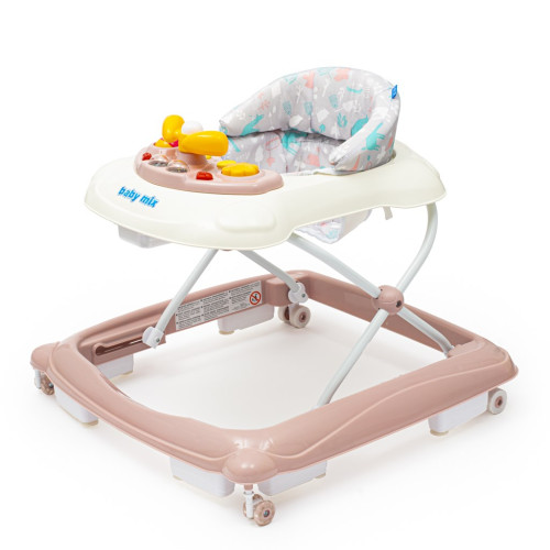 Dětské chodítko Baby Mix s volantem a silikonovými kolečky růžové (Zánovní) Dětské chodítko Baby Mix s volantem a silikonovými kolečky růžové (Zánovní)