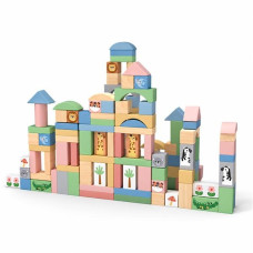 Dřevěné kostky Safari 120 ks Montessori Baby Mix