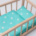Dřevěná postýlka-kolébka pro panenky s povlečením Baby Mix stars mint