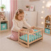 Dřevěná postýlka-kolébka pro panenky s povlečením Baby Mix stars mint