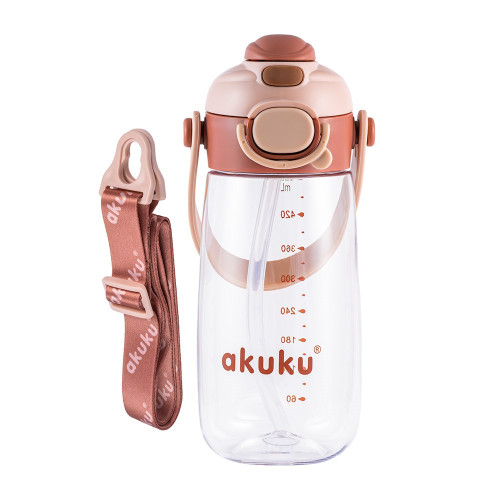 Školní láhev s brčkem Akuku 480 ml mocha Školní láhev s brčkem Akuku 480 ml mocha