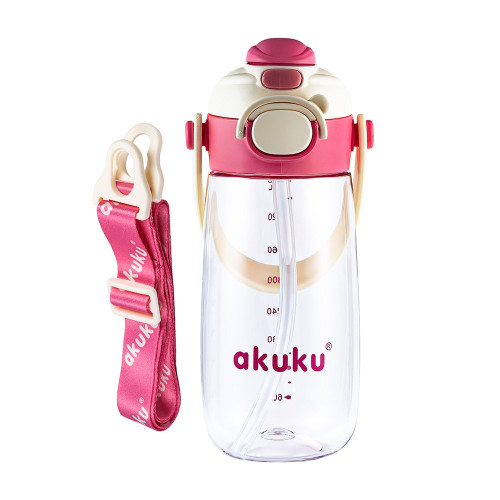 Školní láhev s brčkem Akuku 480 ml pink Školní láhev s brčkem Akuku 480 ml pink