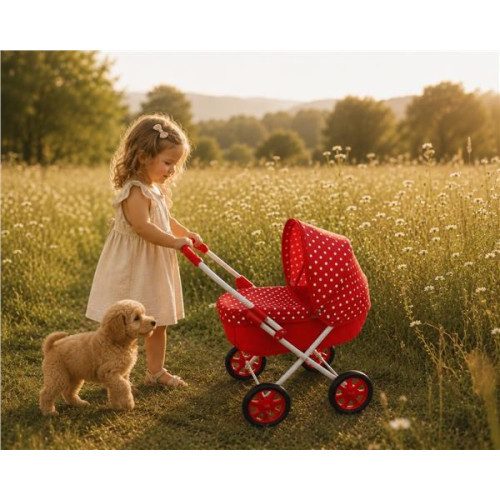 Dětský kočárek pro panenky New Baby Anička red Dětský kočárek pro panenky New Baby Anička red