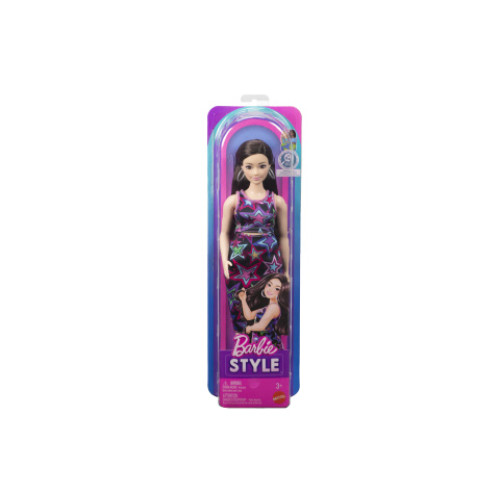 Barbie Fashionistas Modelka v šatech s barevnými hvězdami JJN64 Barbie Fashionistas Modelka v šatech s barevnými hvězdami JJN64