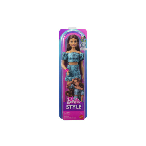 Barbie Fashionistas Modelka v topu a sukni s petrolejovým potisk Barbie Fashionistas Modelka v topu a sukni s petrolejovým potisk