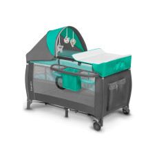 Lionelo Sven Plus Turquoise/Grey — Cestovní postýlka