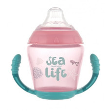 Canpol babies Nevylévací hrneček se silikonovým pítkem 230ml SEA LIFE růžový