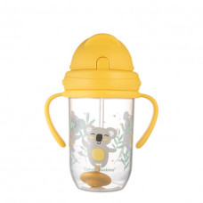 Canpol babies Nevylévací hrneček se slámkou a závažím EXOTIC ANIMALS 270ml žlutý