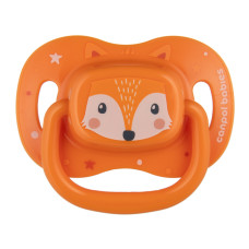 Canpol babies Dudlík silikonový symetrický CUTE ANIMALS 6-18m 1ks oranžový