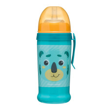 Canpol babies Láhev sportovní s nevylévací slámkou HELLO LITTLE 350 ml zelená