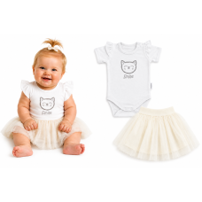 2D sada - body kr. rukáv Cat + tutu suknička cream, vel. 86