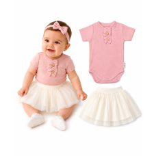 2D sada - body kr. rukáv Flaming + tutu suknička cream, vel. 80