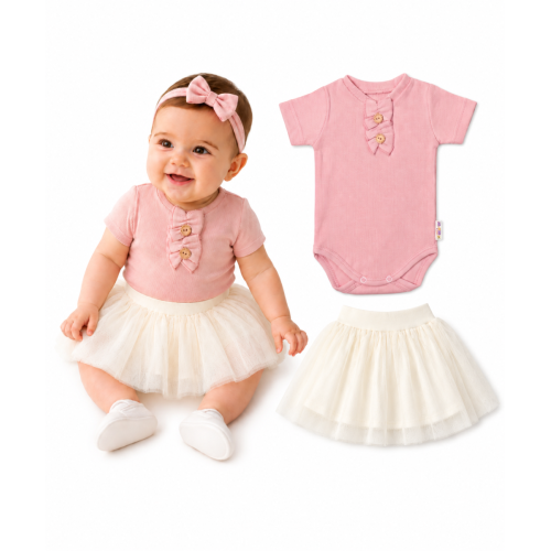 2D sada - body kr. rukáv Flaming + tutu suknička cream, vel. 80 2D sada - body kr. rukáv Flaming + tutu suknička cream, vel. 80