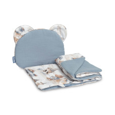 2D sada do kočárku, postýlky, kolébky,  mušelín, bavlna - Dráček modrý, jeans