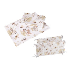 3-dílná sada Mantinel s povlečením COTTON Premium, bílá/béžová