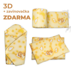 3D Mantinel s povlečením + zavinovačka zdarma, Medvídek krémový, 135x100 cm