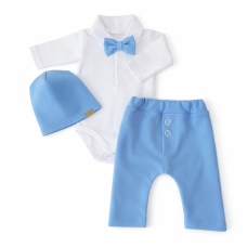 4-dílná sada Elegant Boy, body, kalhoty, motýlek a čepice, modrá/bílá, vel. 62