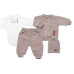5-dílná pletená sada Baby Nellys, Boy, body, kalhoty, svetr, čepička, motýlek, béžová,62