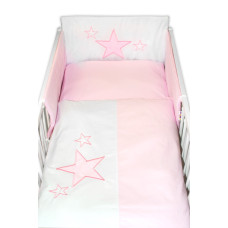 5-dílná sada do postýlky Baby Stars (3D + peřinky) - růžová,  135x100 cm, Baby Nellys