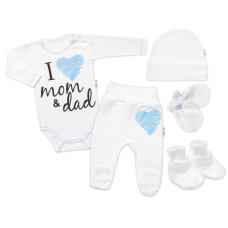 5-ti dílná soupravička do porodnice I love mom & dad, kluk, vel. 62