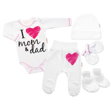 5-ti dílná soupravička do porodnice I love mom & dad, vel. 62, holka