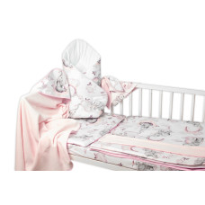 6-ti dílná výhod. sada s dárkem pro miminko Baby Nellys, 120x90 Slon a duha, růžová/bílá