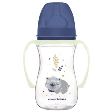 Antikolik. lahvička se širokým hrdlem a svítícími úchyty, Sleepy Koala, 240 ml - modrá