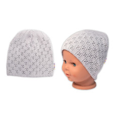 Ažurková čepice, dvouvrstvá, bavlna, Baby Nellys - šedá