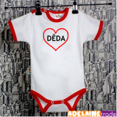 Baby Dejna Body kr. rukáv  SRDÍČKO DĚDA - bílé/červený lem, vel. 74