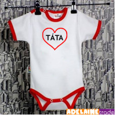 Baby Dejna Body kr. rukáv  SRDÍČKO TÁTA - bílé/červený lem, vel. 80