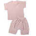Baby Nellys 2-dílná mušelínová soupravička, tričko + kraťasky BOY, béžová, vel. 62