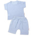 Baby Nellys 2-dílná mušelínová soupravička, tričko + kraťasky BOY, světle modrá