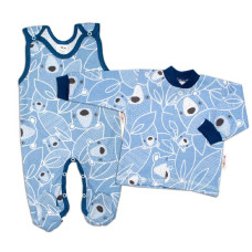 Baby Nellys  2-dílná sada, bavlněné dupačky s košilkou Medvídek, modrá
