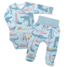 Baby Nellys 2-dílná sada, body dl.rukáv zap. bokem + polodupačky Krokodýl Eda