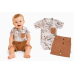 Baby Nellys 2-dílná sada body kr. rukáv, kraťásky, Koala - béžová, hnědá, vel. 92
