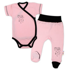 Baby Nellys 2-dílná sada body kr. rukáv + polodupačky, růžová - Baby Little Star