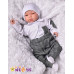 Baby Nellys 2-dílná sada Robert, body s límečkem, kalhoty Baggy - šedé kárko, vel. 80