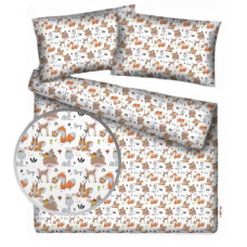 Baby Nellys 2-dílné bavlněné povlečení - Pohádková zvířátka, bílá